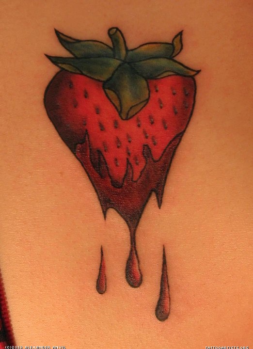 Unique Melting Strawberry Tattoo Design