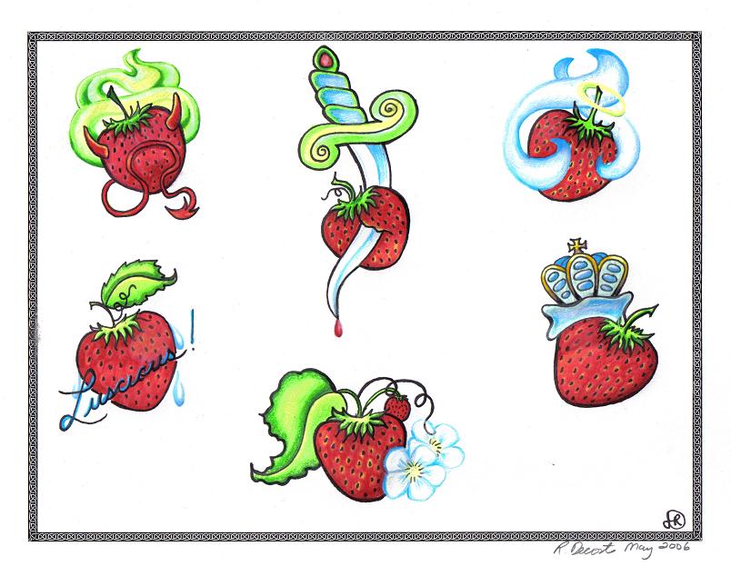Unique Six Strawberry Tattoo Designs By Rosanne