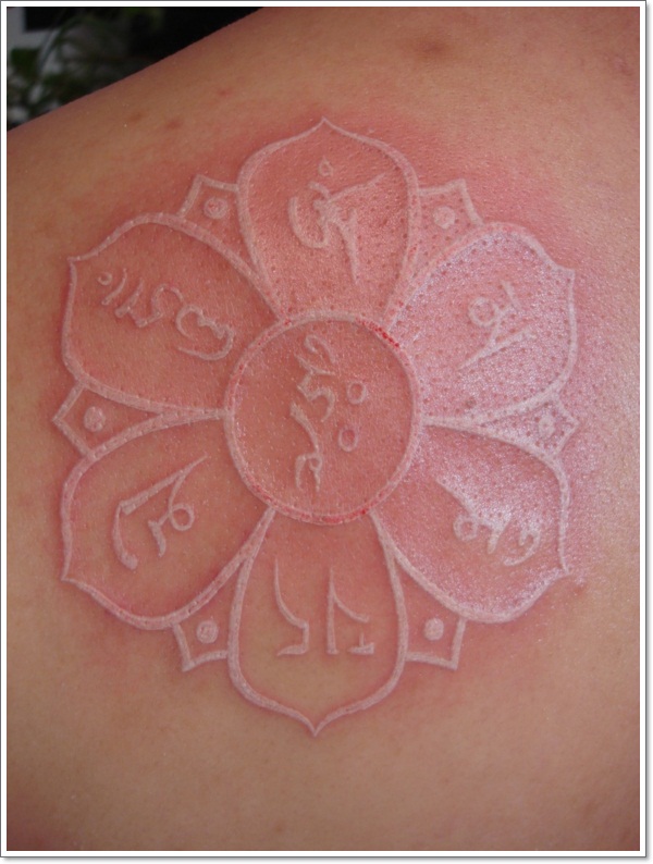 Unique White Ink Flower Tattoo Design