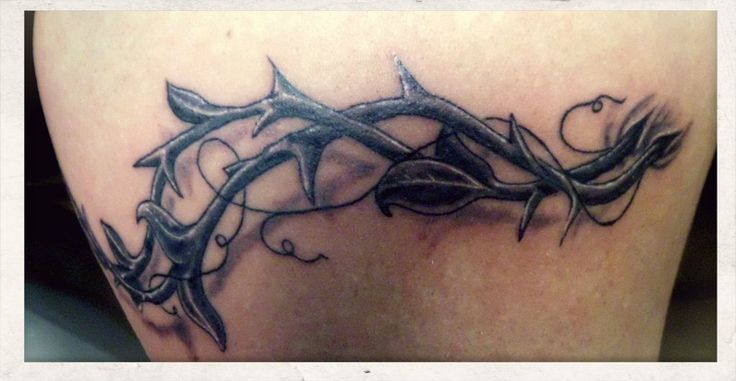 3D Black Ink Thorns Tattoo Design