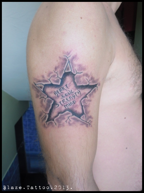 3D Star Tattoo On Man Right Half Sleeve