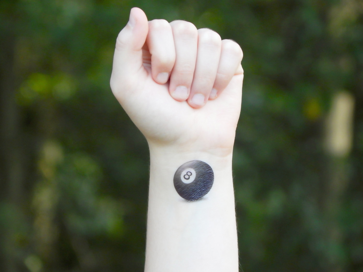 Amazing Black Eight Ball Tattoo On Wrist