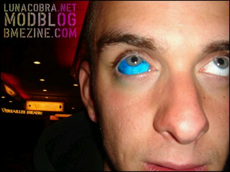 Amazing Blue Ink Man Right Eyeball Tattoo
