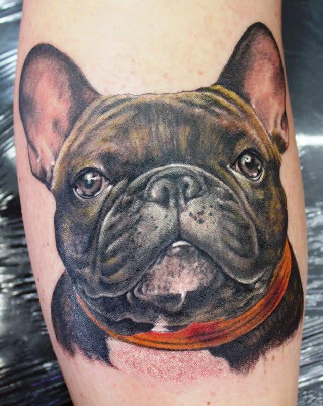 Amazing Bulldog Head Tattoo Design