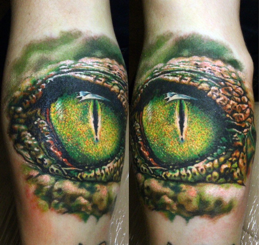 Amazing Crocodile Eye Tattoo Design For Arm By Nika Samarina