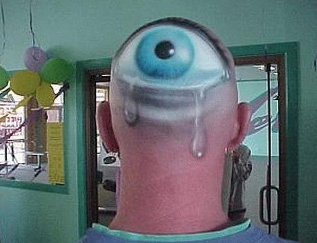 Amazing Crying Eyeball Tattoo On Head
