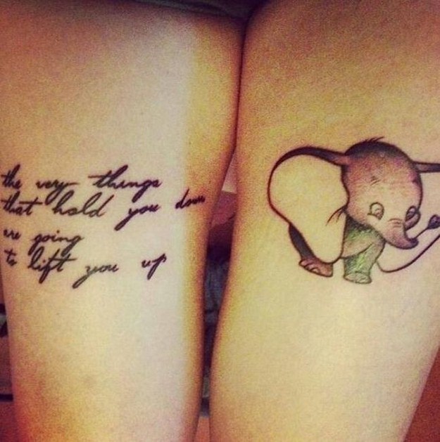 Amazing Disney Cartoon Elephant Tattoo On Thigh