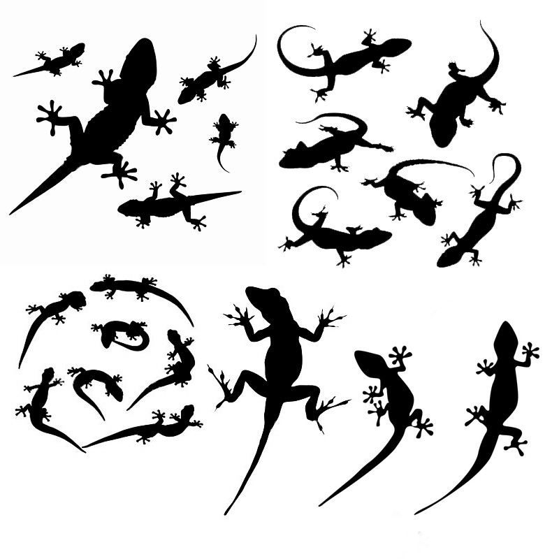 Amazing Silhouette Gecko Tattoo Flash