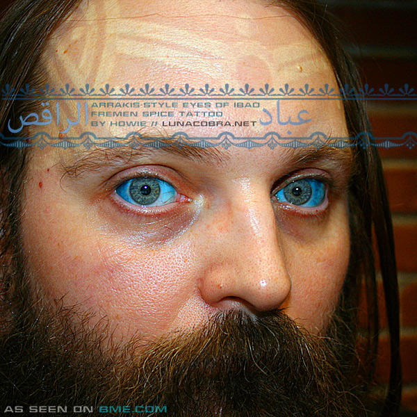 Awesome Blue Ink Man Both Eyeball Tattoo