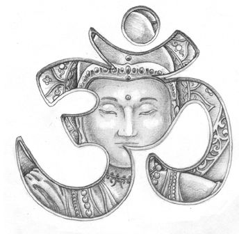 Buddha head in Om tattoo design by LeviSmithArt