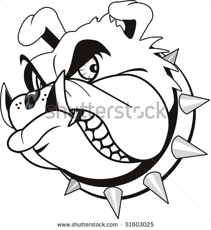 Black Angry Bulldog Head Tattoo Stencil