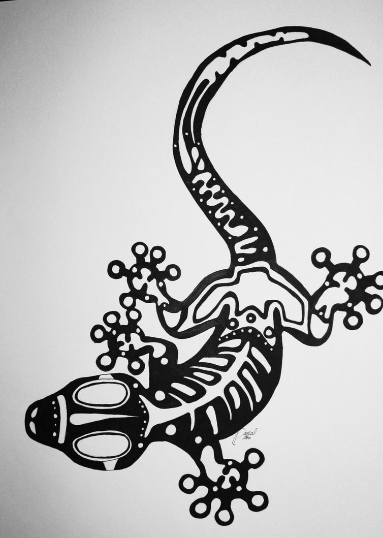 Black Gecko Skeleton Tattoo Stencil By Madison Pascal
