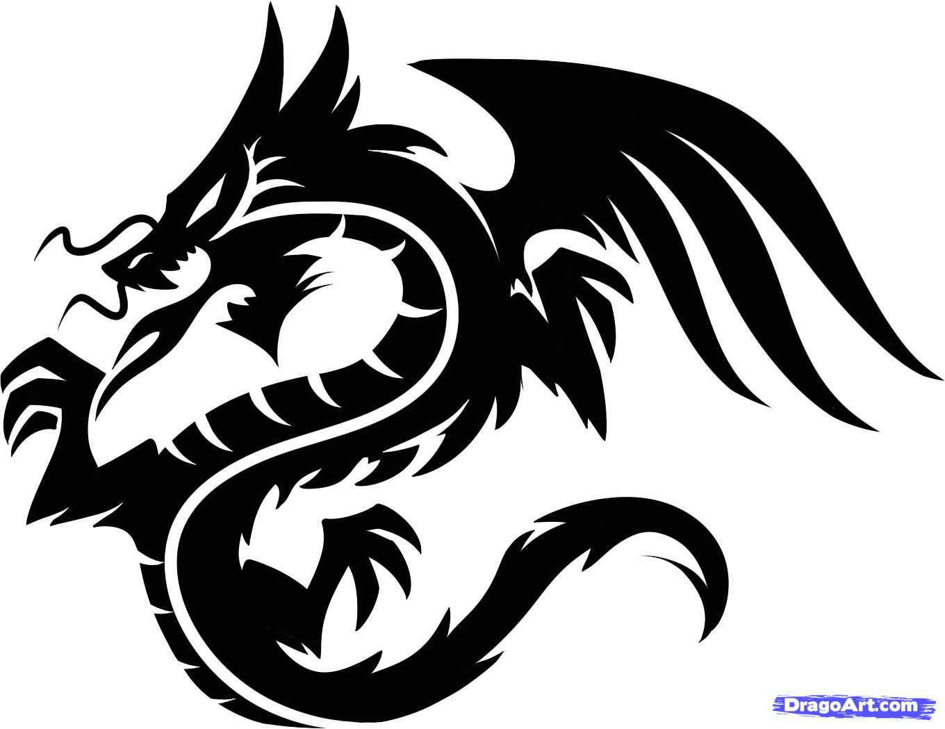 Black Ink Dragon Tattoo Design Idea