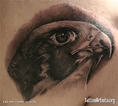 Black Ink Falcon Head Tattoo Design