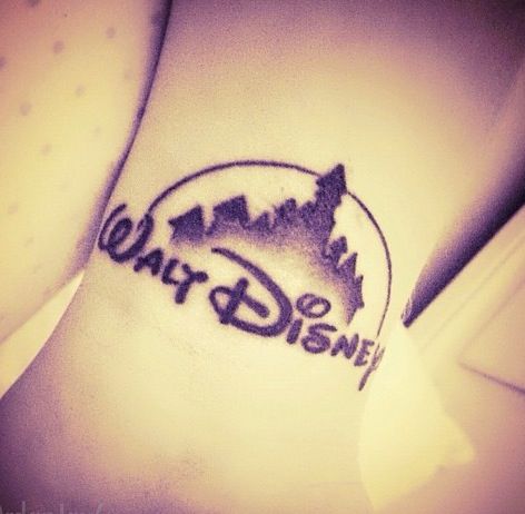 Black Ink Walk Disney Logo Tattoo Design
