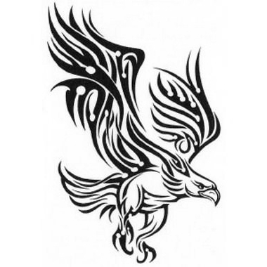 Black Tribal Flying Falcon Tattoo Design