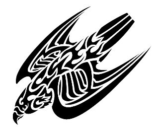 Black Tribal Flying Falcon Tattoo Stencil