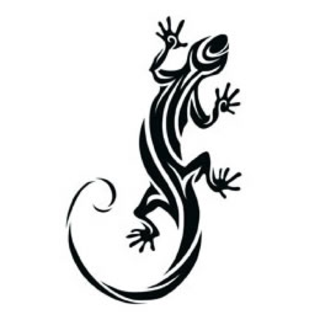 Black Tribal Gecko Tattoo Stencil