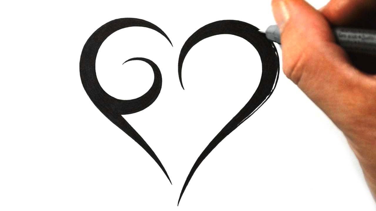 Black Tribal Simple Heart Tattoo Design