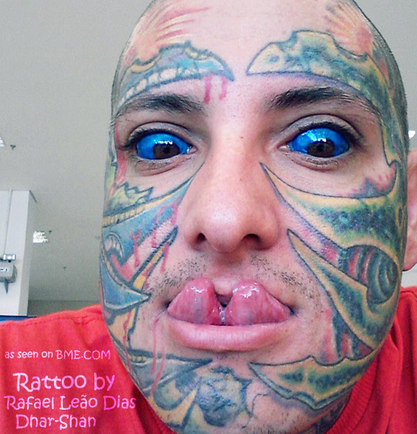 Blue Ink Man Both Eyeball Tattoo