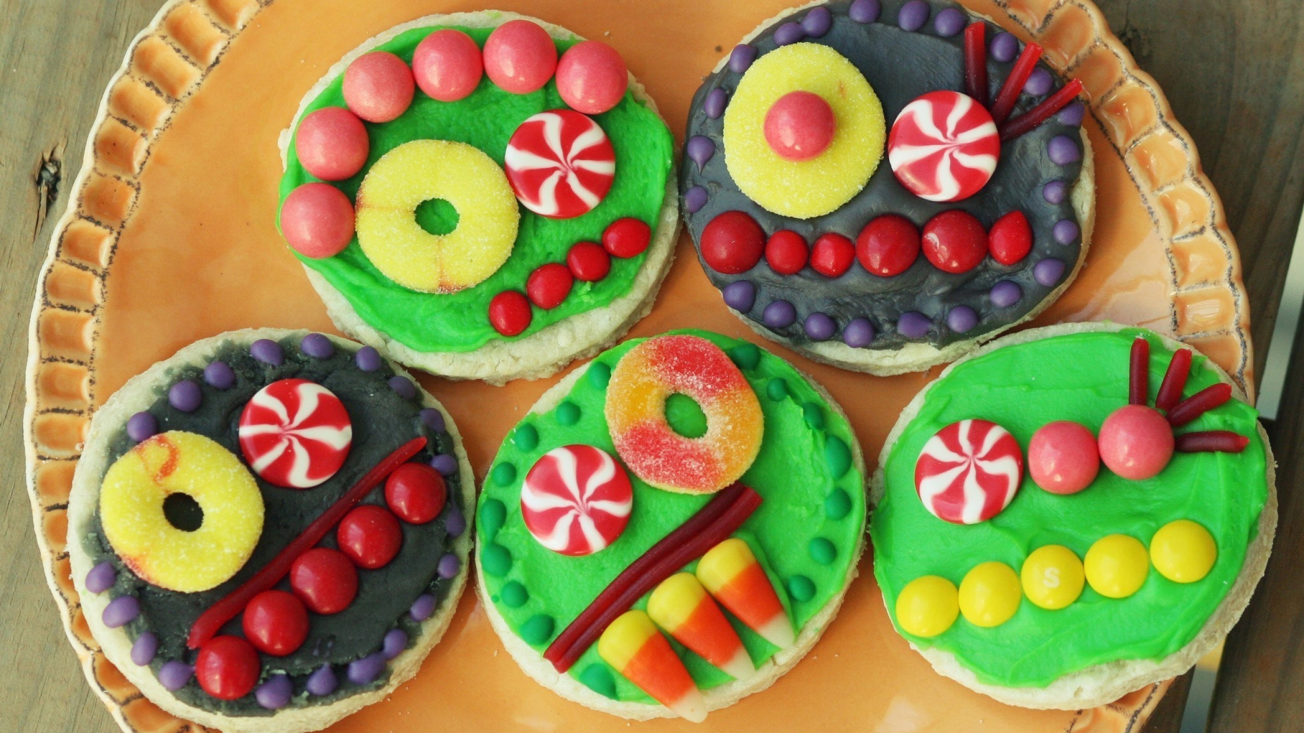 Colorful Candy Smiley Faces Funny Cookies Image