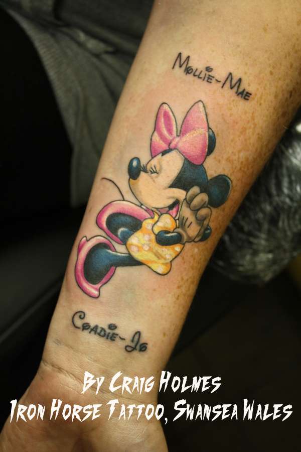 Colorful Disney Minnie Mouse Tattoo On Forearm By Craig Holmes