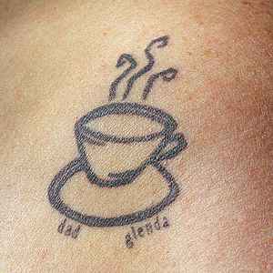 Dad Glenda - Black Outline Coffee Cup Tattoo Design