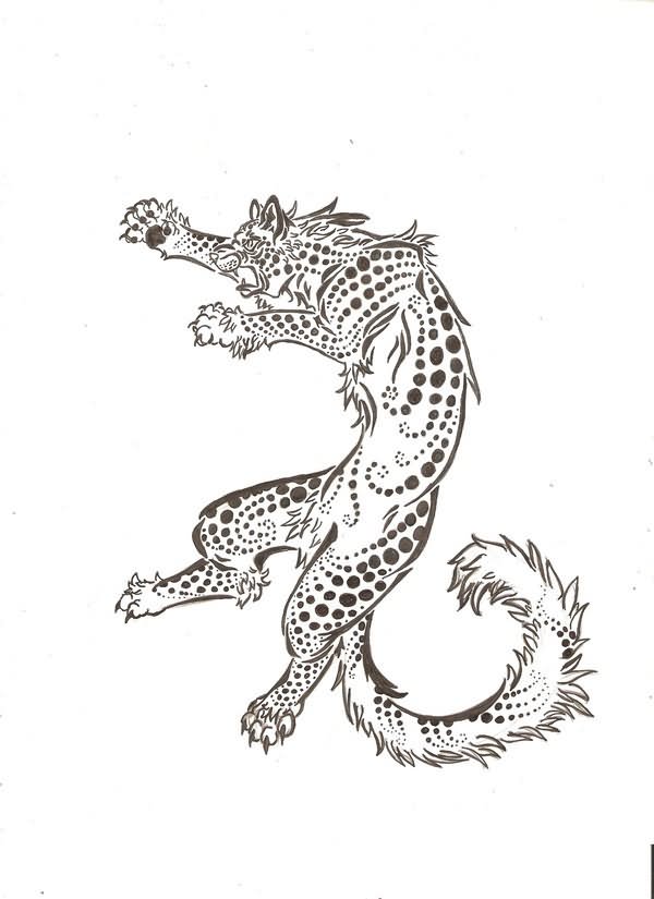 Dancing Snow Leopard Tattoo Design