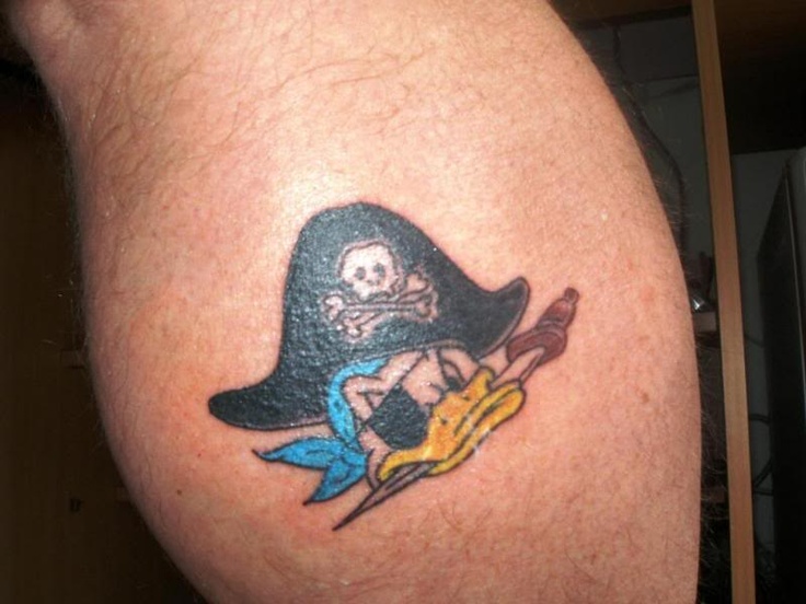 Disney Pirate Donald Duck Head Tattoo Design