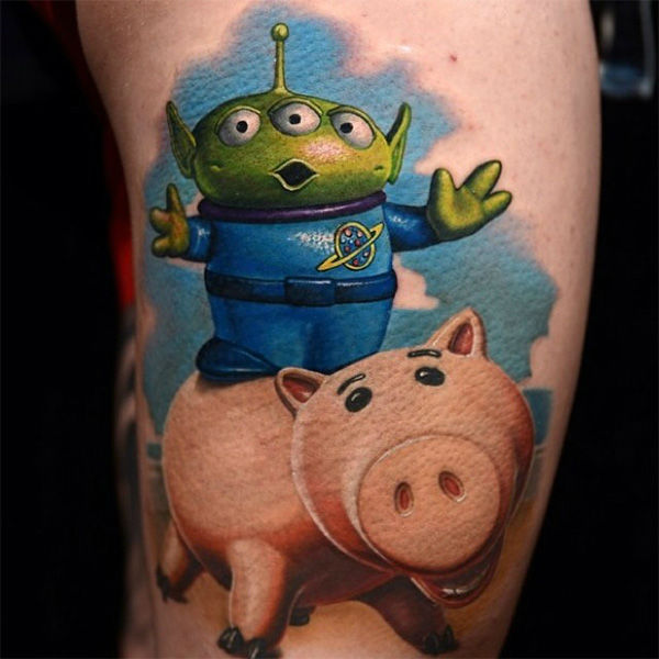 Disney Toy Story Aliens With Pig Tattoo  Design