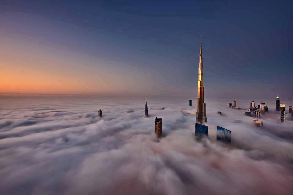 Dubai Skyline - Burj Khalifa in clouds