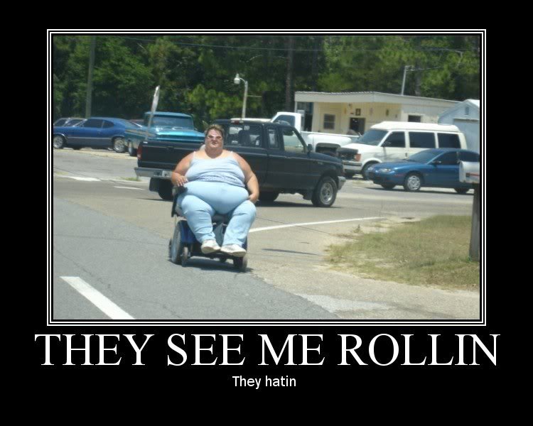 Fat Man On Wheel Chair Funny Poster
