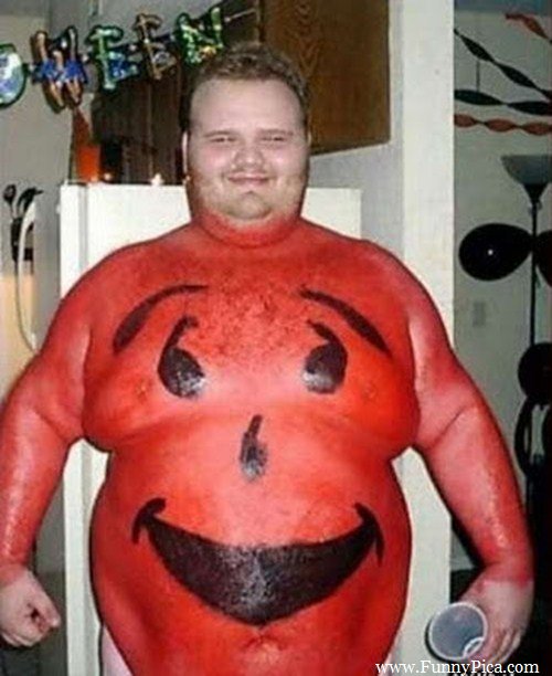 Fat Man With Funny Painting Costume