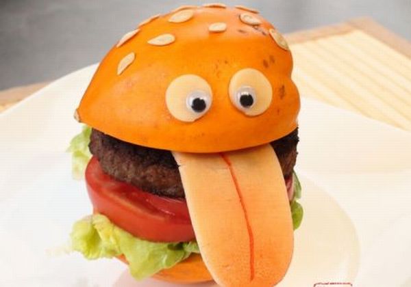Funny Burger Food Showing Tongue