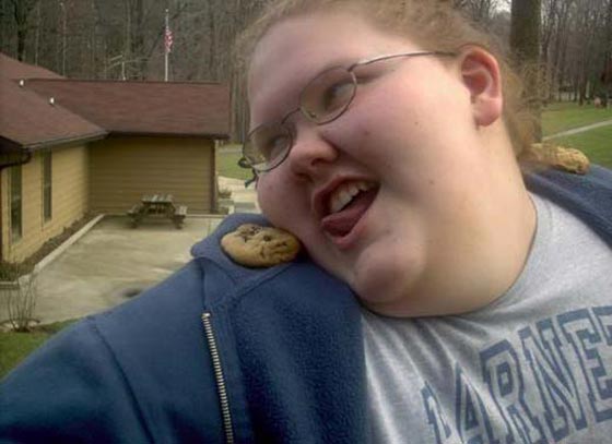 Funny Fat Girl Trying To Eat Cookies