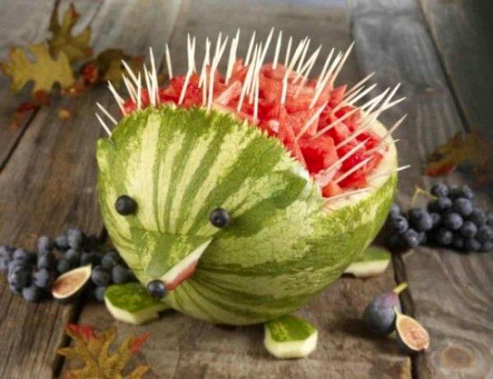 Funny Porcupine Watermelon Food Art Image