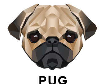 Geometric Pug Dog Face Tattoo Design
