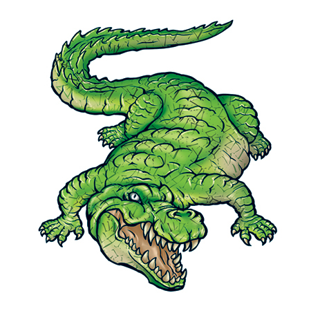 Green Ink Crocodile Tattoo Design