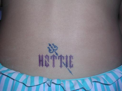 Hottie - Black Trishul Tattoo On Lower Back
