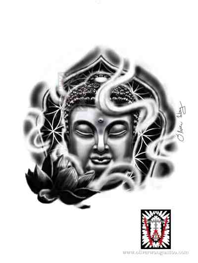 Incredible Buddha Head Tattoo Design