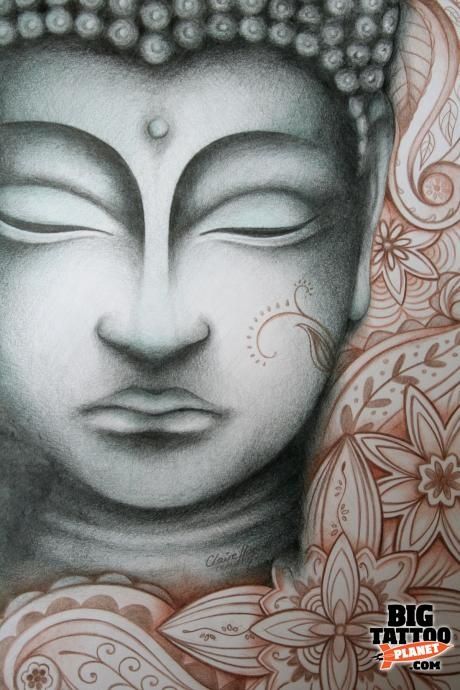 Incredible Buddha Head Tattoo Sketch