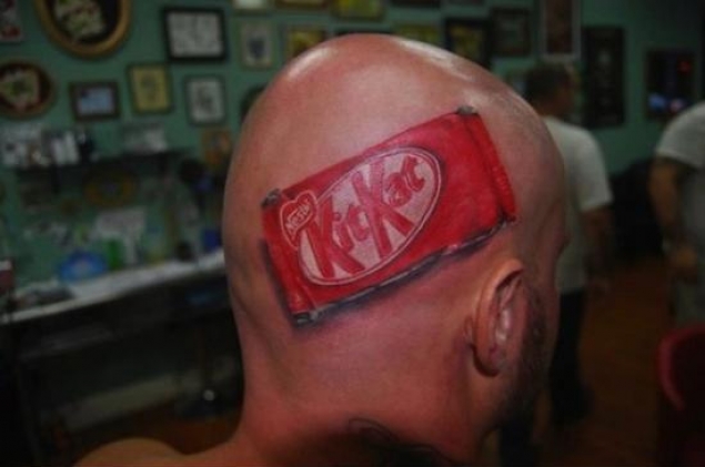 Kit Kat Tattoo On Head Funny Picture