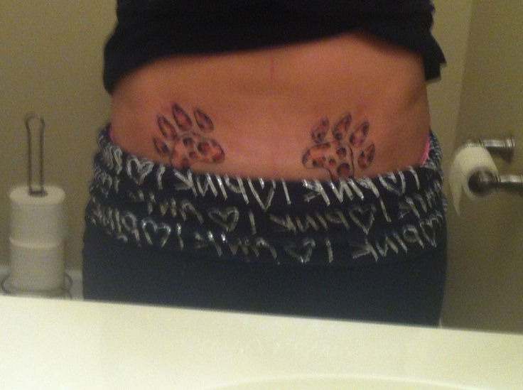 Leopard Paw Prints Tattoos On Hips For Girls