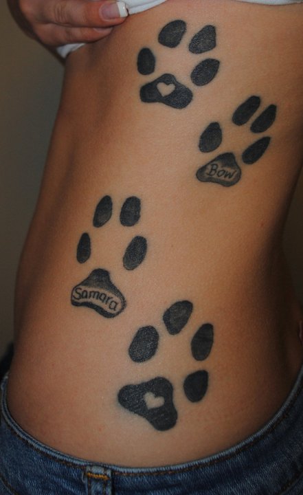 Leopard Paw Tattoo On Left Rib Side