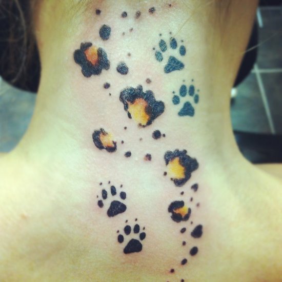 Leopard Paw Tattoo On Nape For Girls