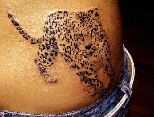 Leopard Print Tattoo on hip
