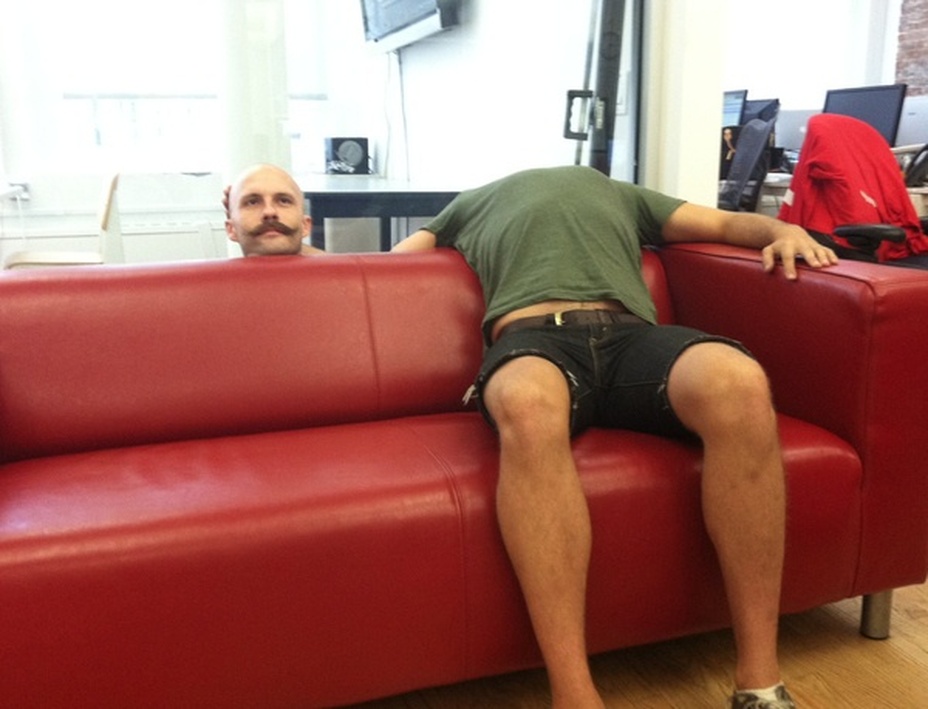 Man On Sofa With Illusion Head Funny Picture