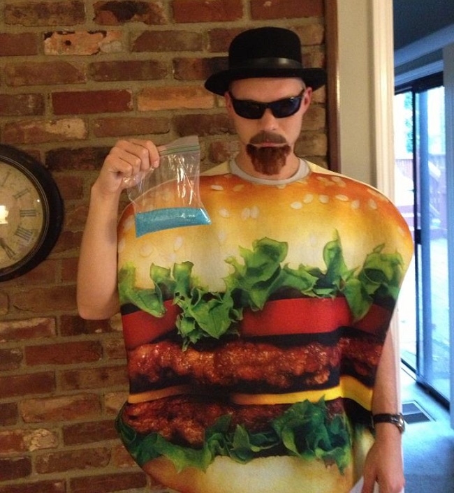 Man Wearing Burger Costume