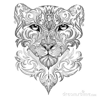 Nice Snow Leopard Tattoo Design Pattern