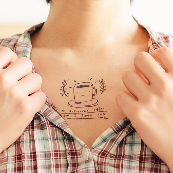 Oh Delicious Coffee – Black Coffee Cup Tattoo On Cheat By Mike Lowery